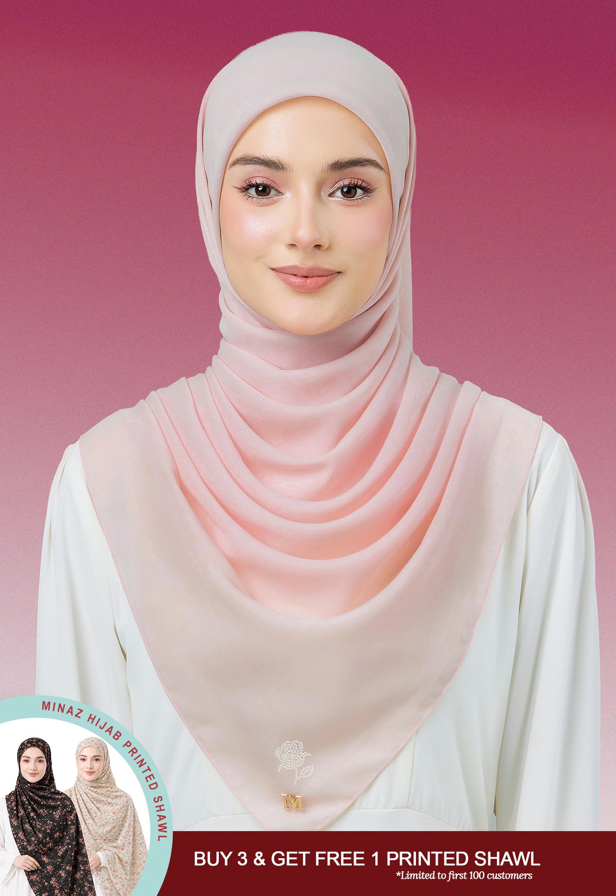 MINAZ HIJAB |  PLAIN BASIC ROSEY - LIGHT PINK