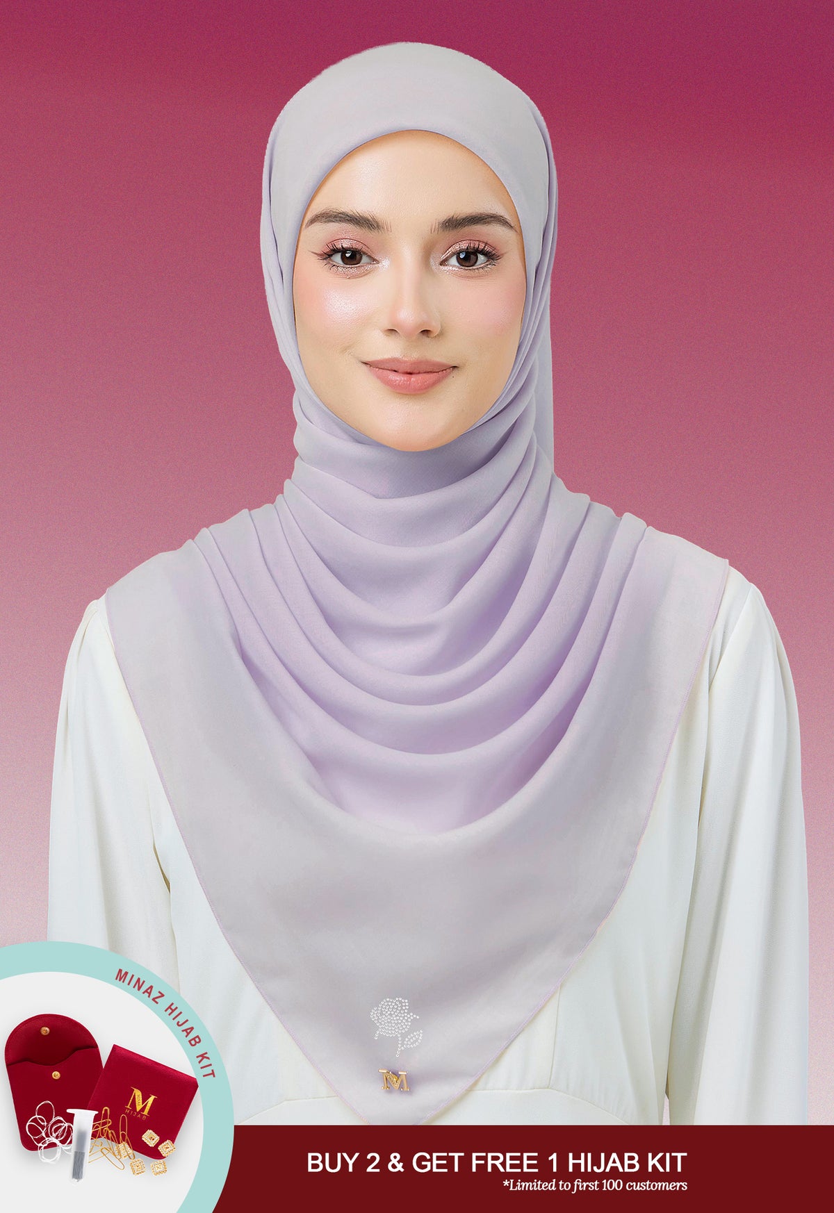 MINAZ HIJAB - PLAIN BASIC ROSEY - LIGHT PURPLE