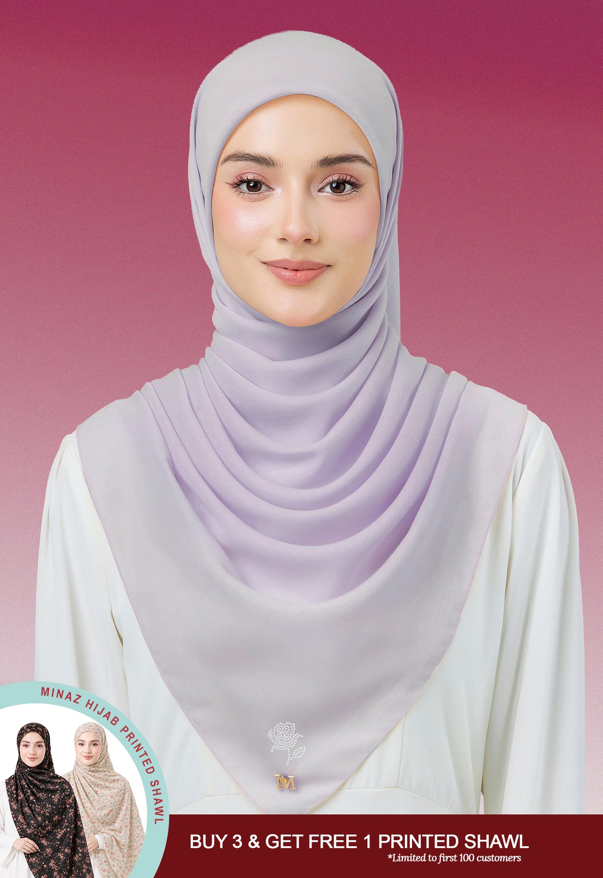 MINAZ HIJAB |  PLAIN BASIC ROSEY - LIGHT PURPLE