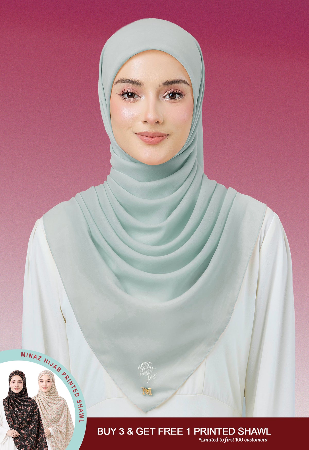 MINAZ HIJAB |  PLAIN BASIC ROSEY - MINT BLUE