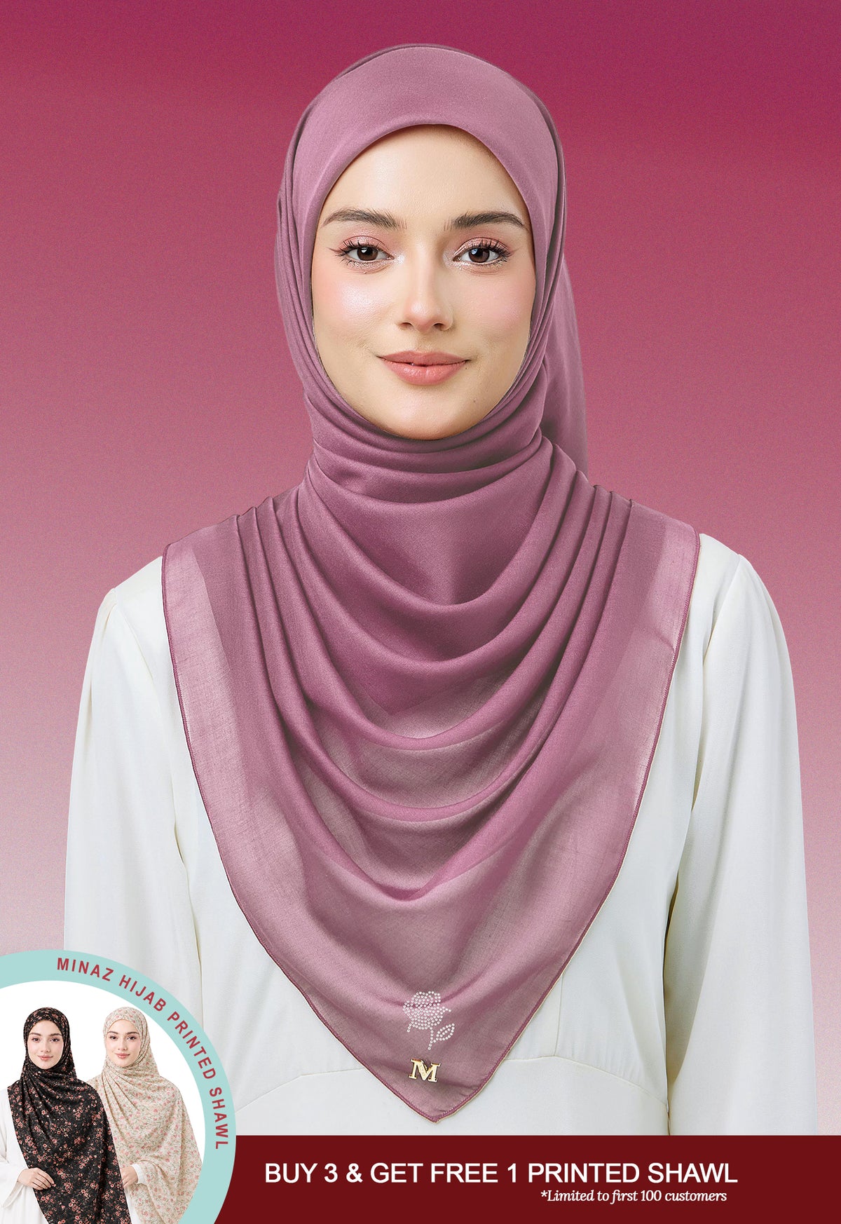 MINAZ HIJAB |  PLAIN BASIC ROSEY - MULBERRY