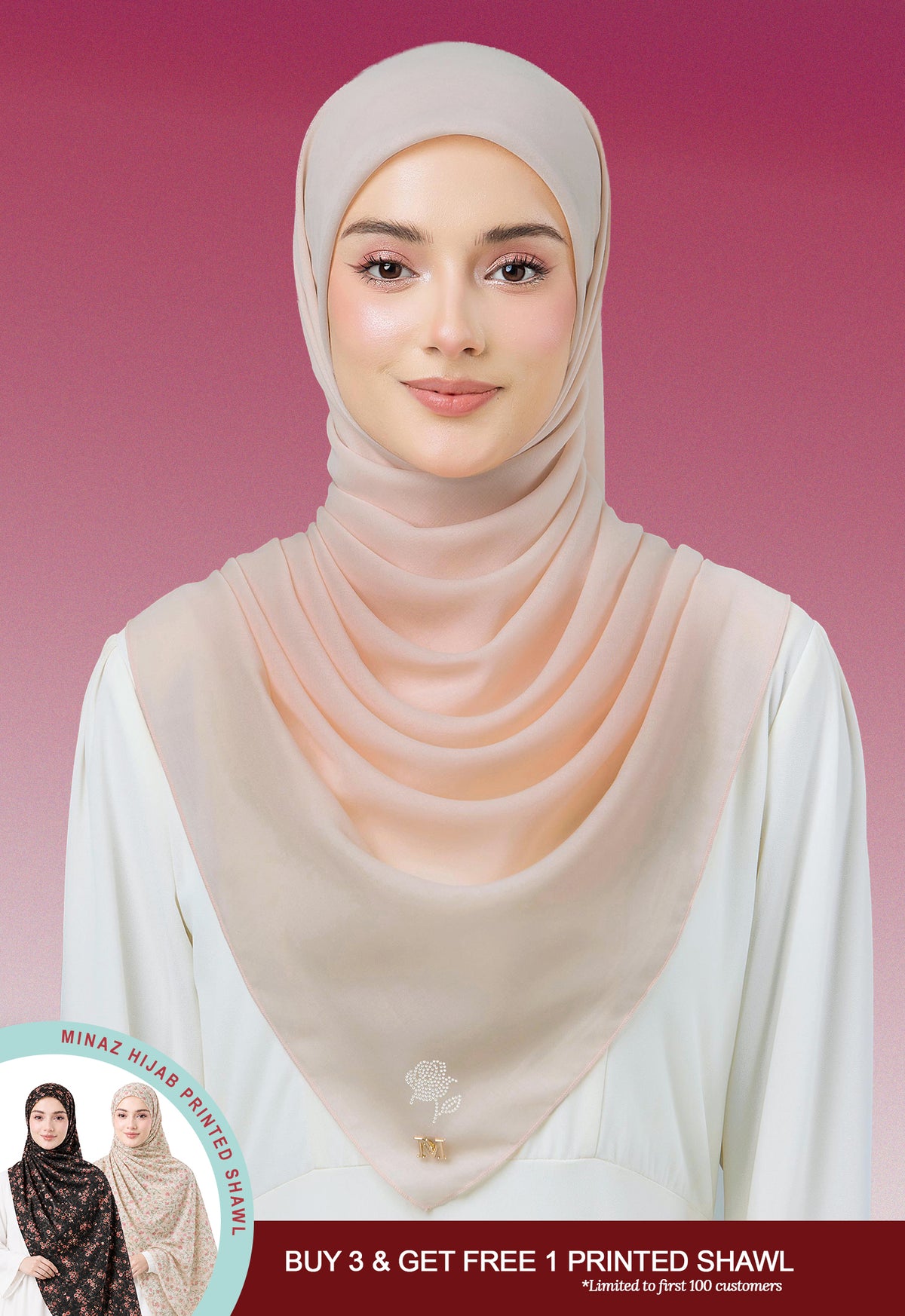 MINAZ HIJAB |  PLAIN BASIC ROSEYE - PEACH