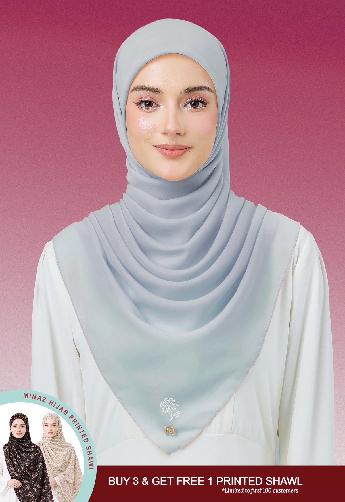 MINAZ HIJAB |  PLAIN BASIC ROSEY - POWDER BLUE
