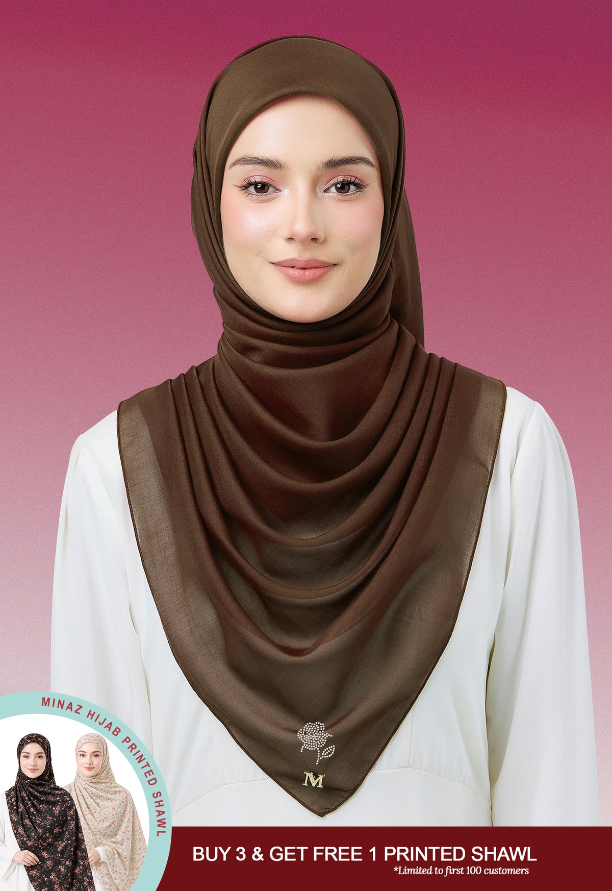 MINAZ HIJAB |  PLAIN BASIC ROSEY - RICH BROWN