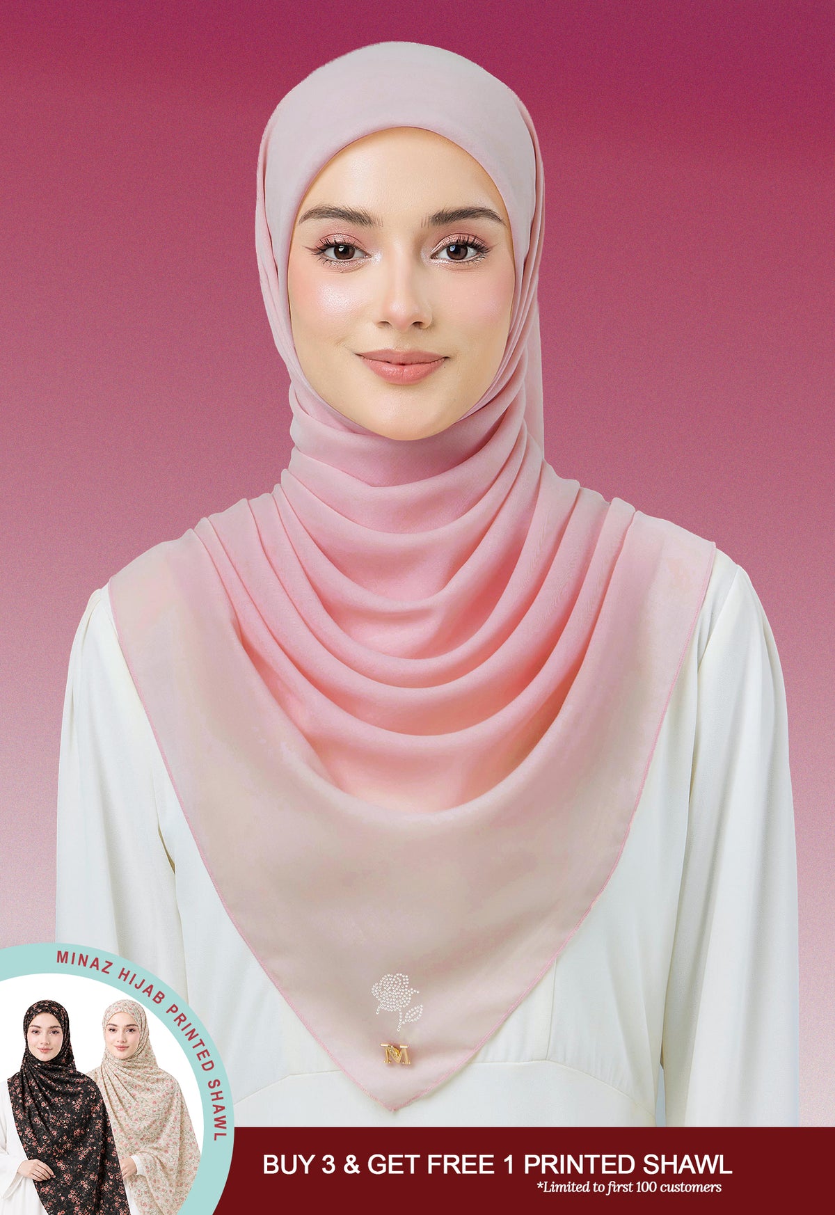 MINAZ HIJAB |  PLAIN BASIC ROSEY - ROSE PINK