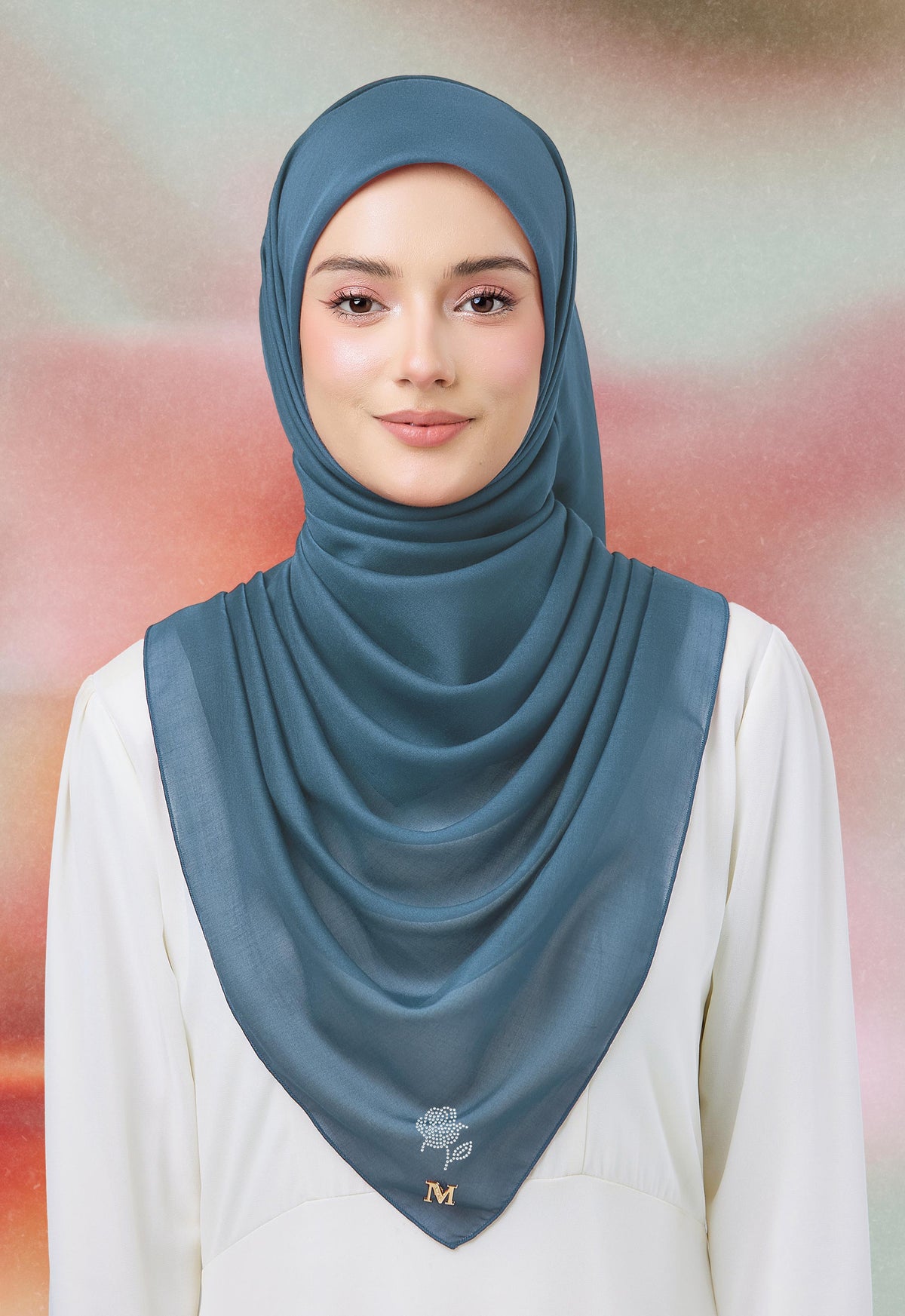 MINAZ HIJAB |  PLAIN BASIC ROSEY - TEAL BLUE