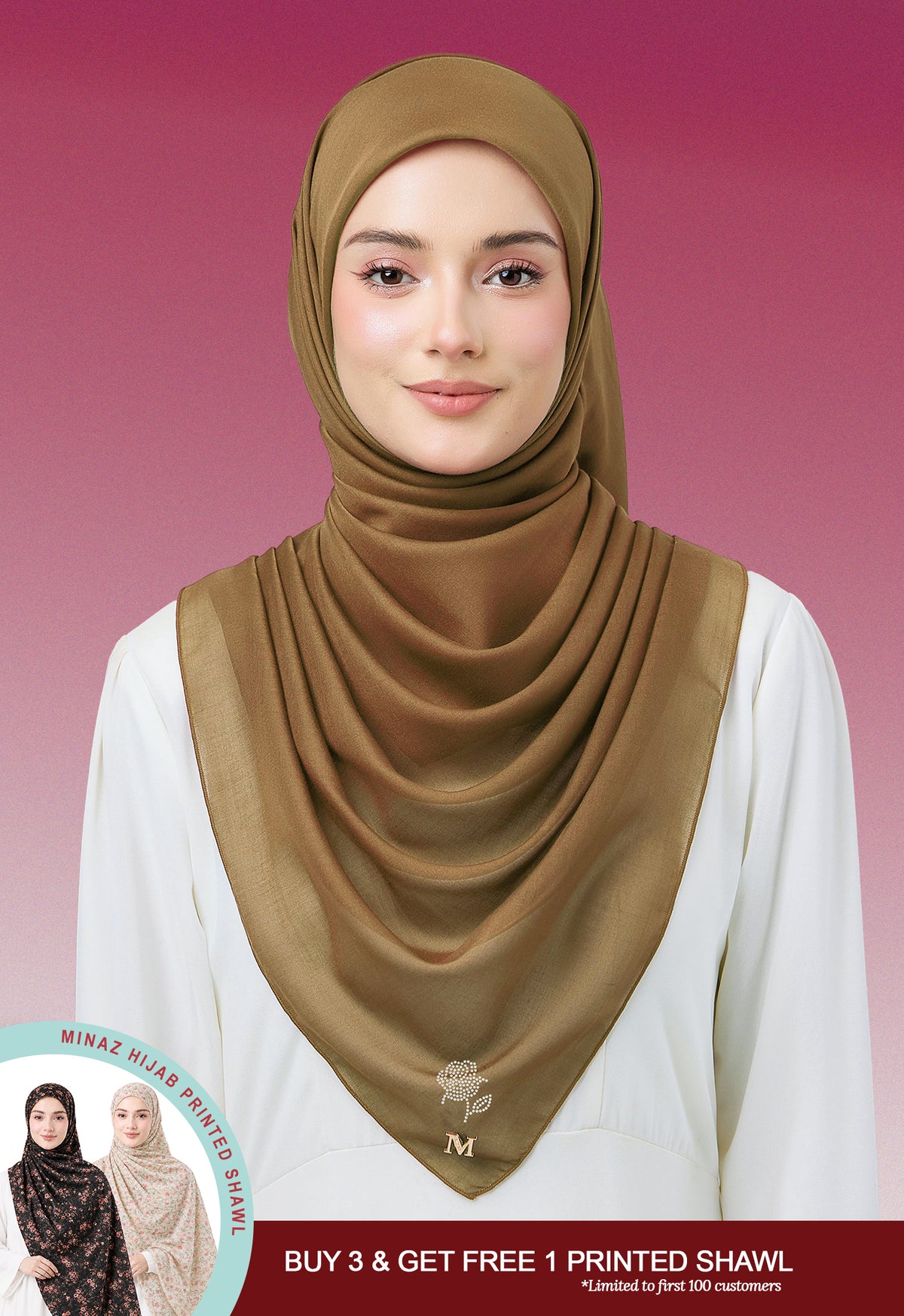 MINAZ HIJAB |  PLAIN BASIC ROSEY - WOOD BROWN