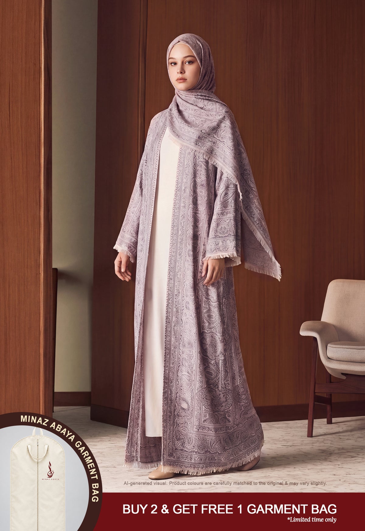 PASHMINA ABAYA - LILAC PINK