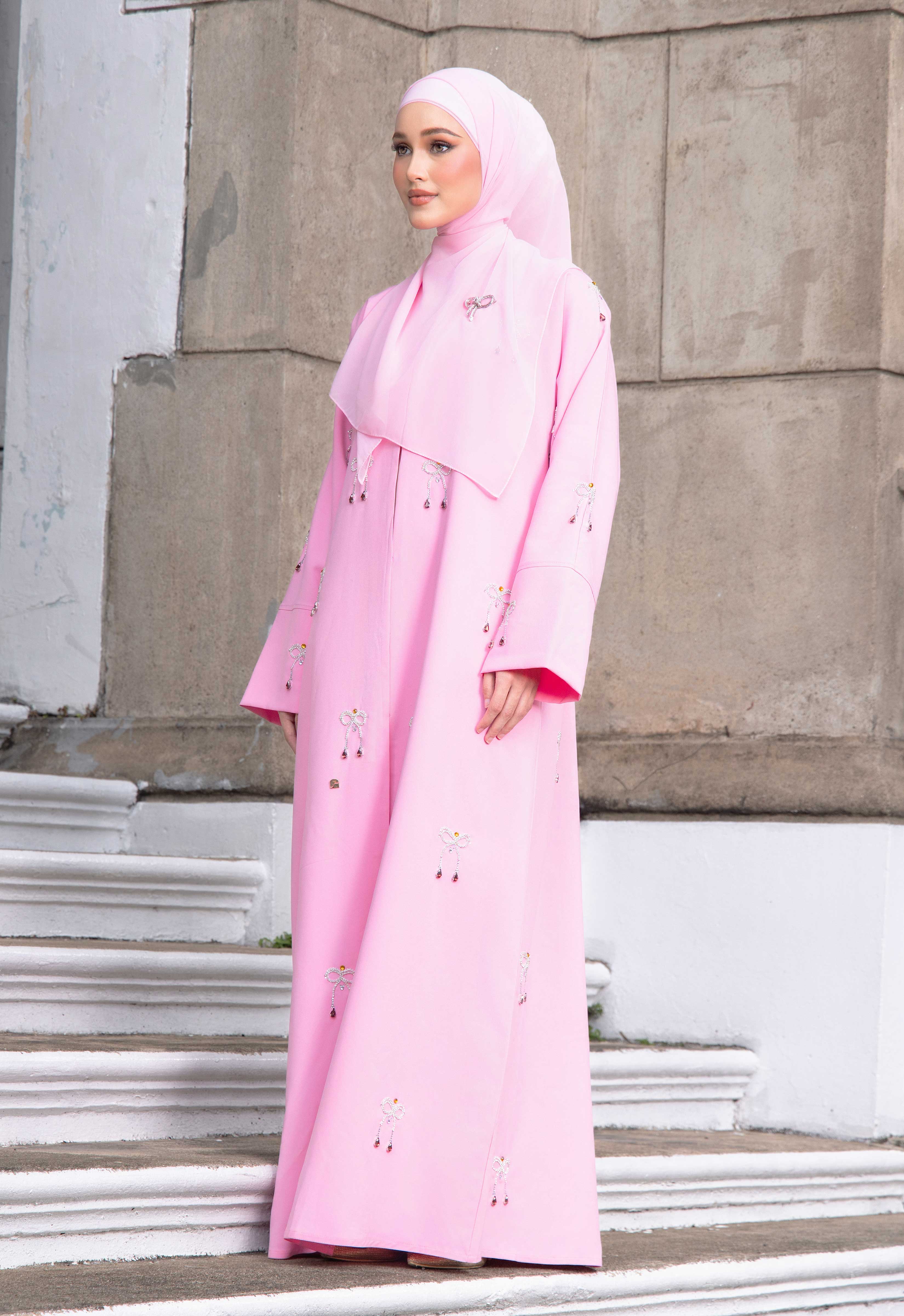 WAFA LUXE RIBBON ABAYA 2.0 - PINK