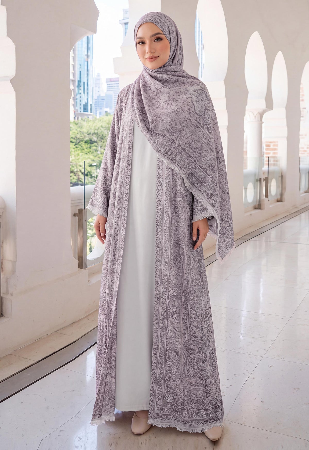 MINAZ JALABIYA | PASHMINA ABAYA - LILAC PINK