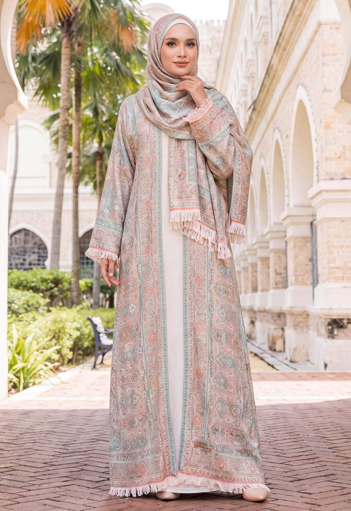 MINAZ JALABIYA | PASHMINA ABAYA - ORANGE TIFFANY