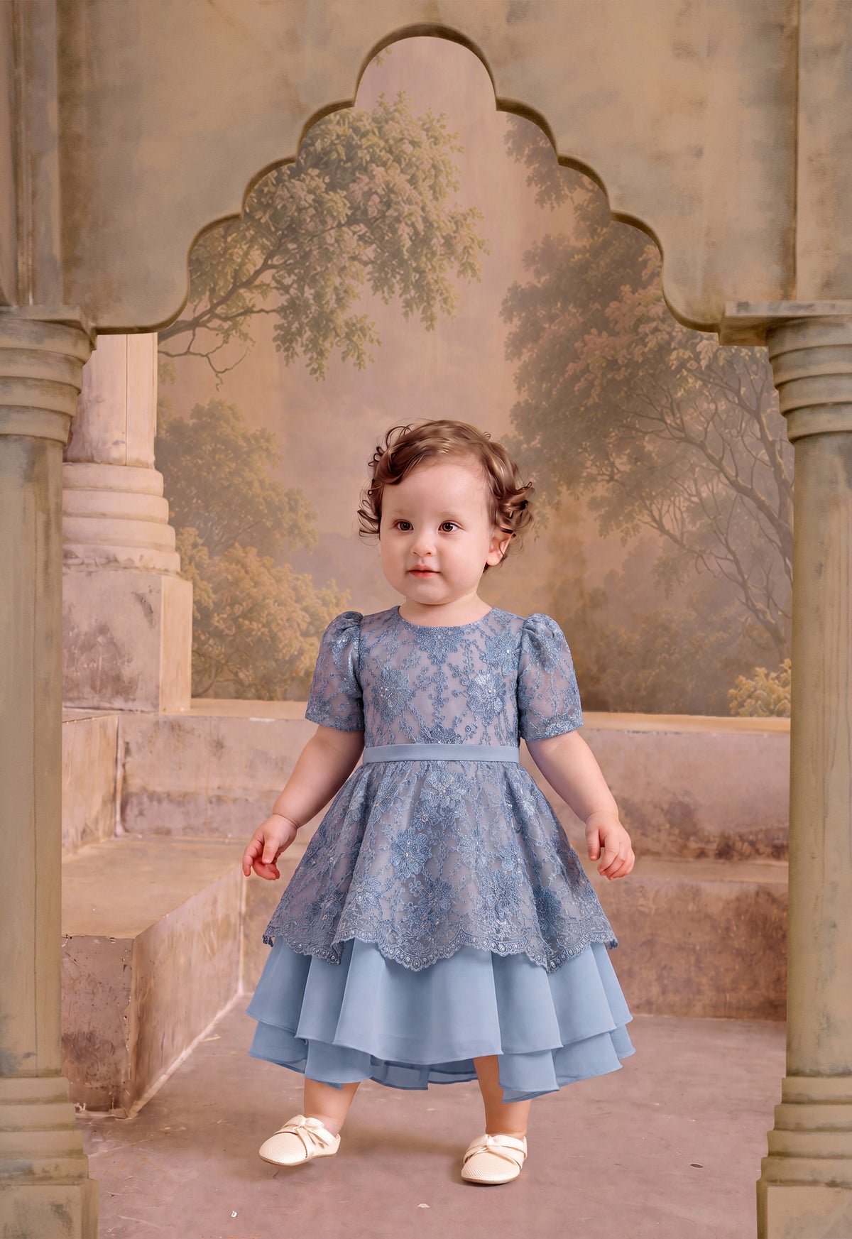 LUXE SERIES |YASMEEN LACEY BABY DRESS  - BLUE