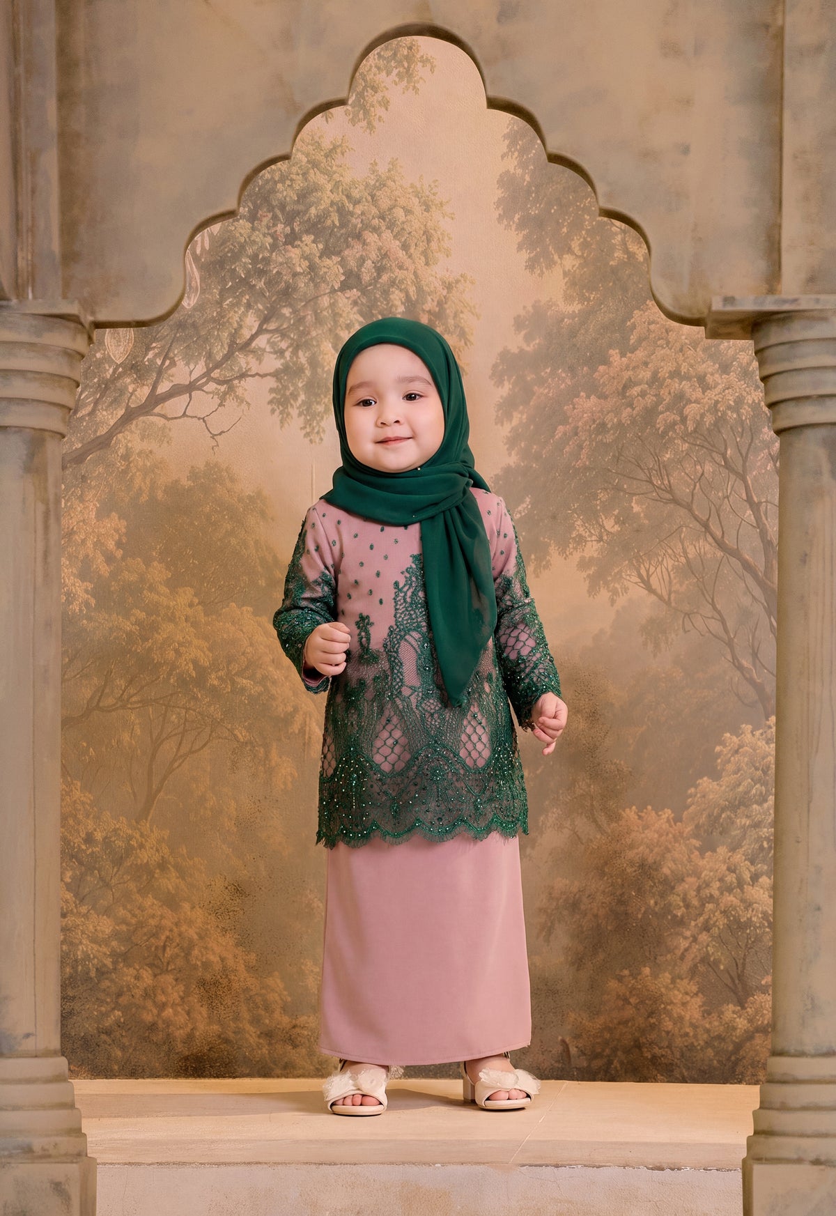 LUXE SERIES |YASMEEN LACEY KURUNG MODERN KIDS - GREEN