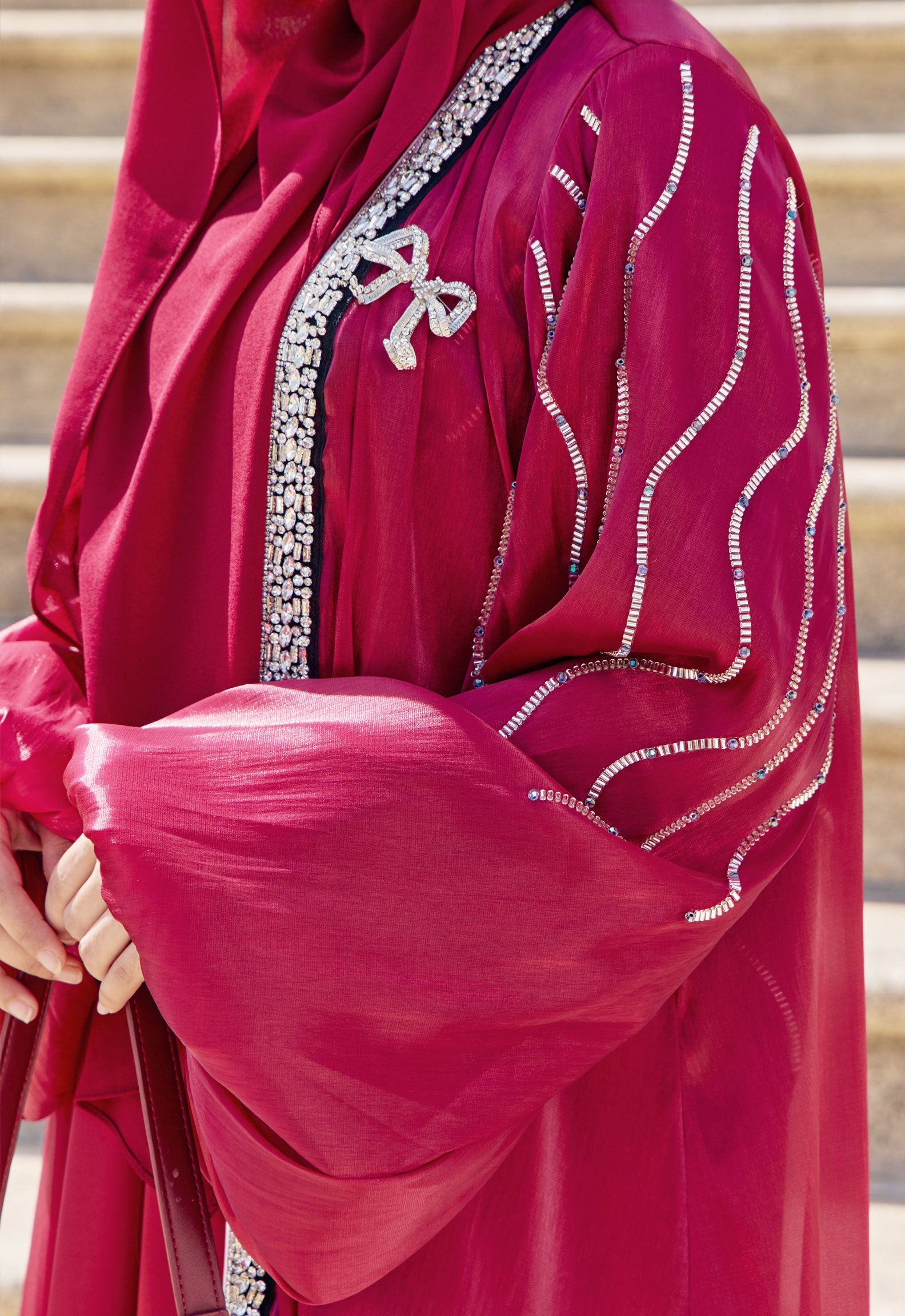 ZAHRAA LUXE ABAYA - MAROON RED