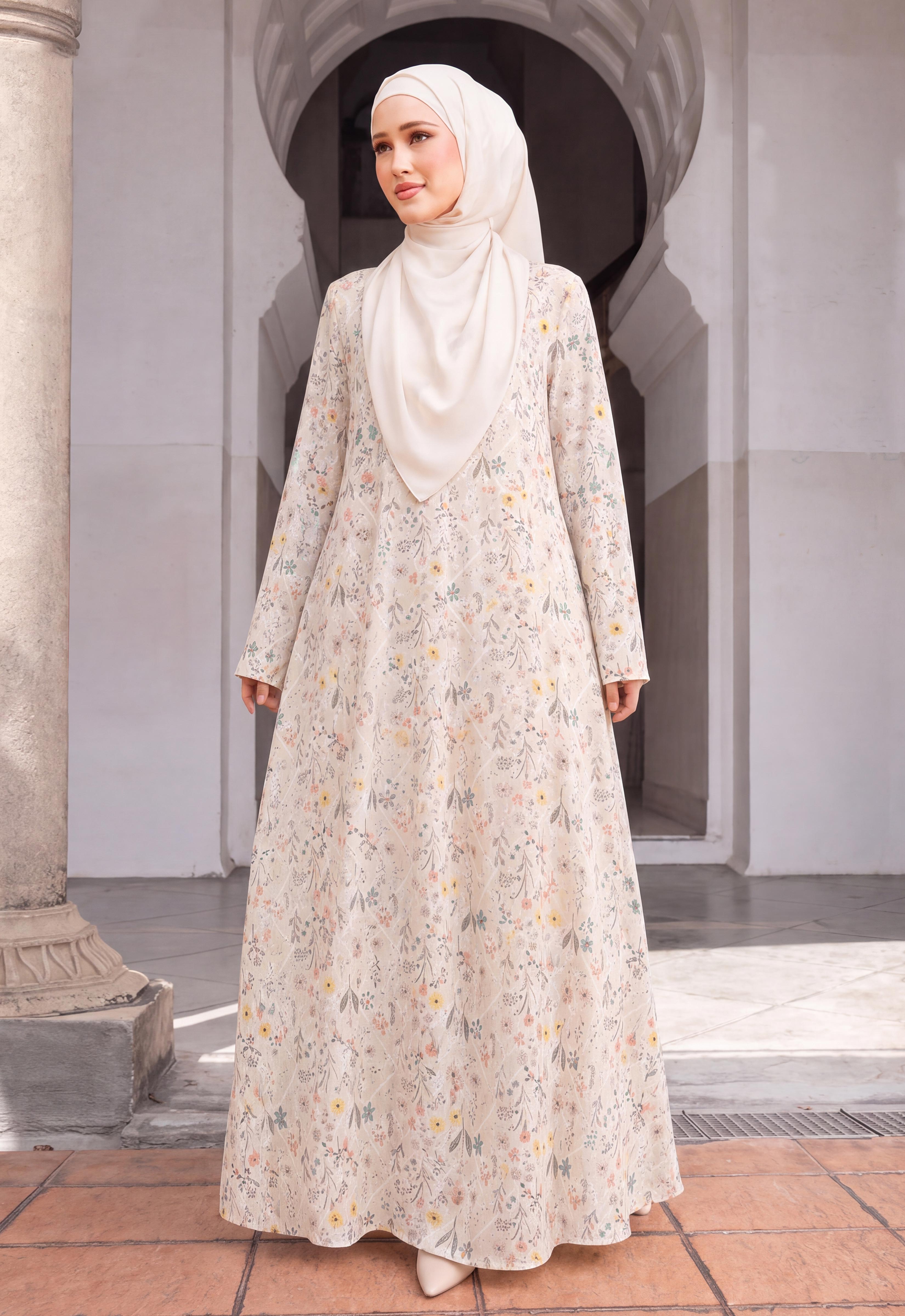 MINAZ JALABIYA | ZAHRA PRINTED JALABIYA - ORANGE