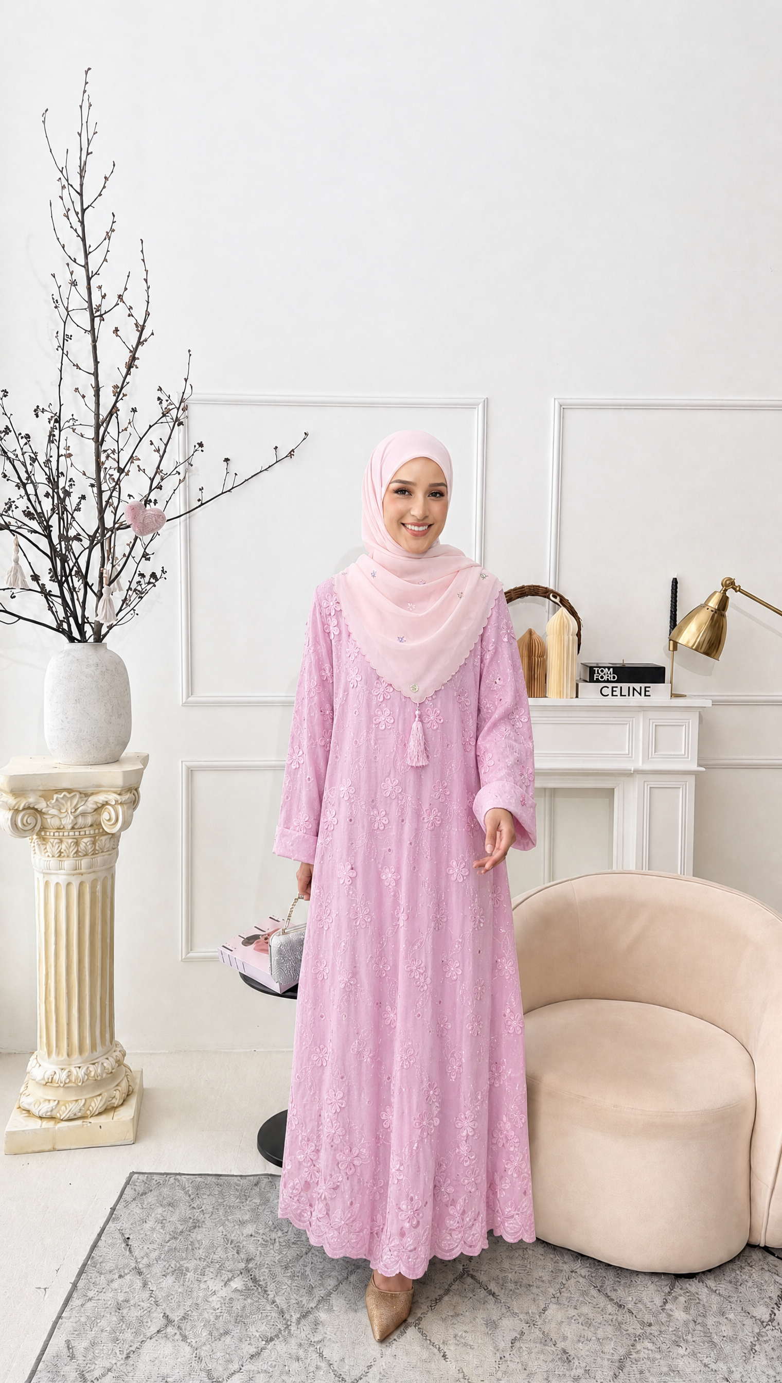 MINAZ JALABIYA | ABRAR PLAIN JALABIYA - MAUVE