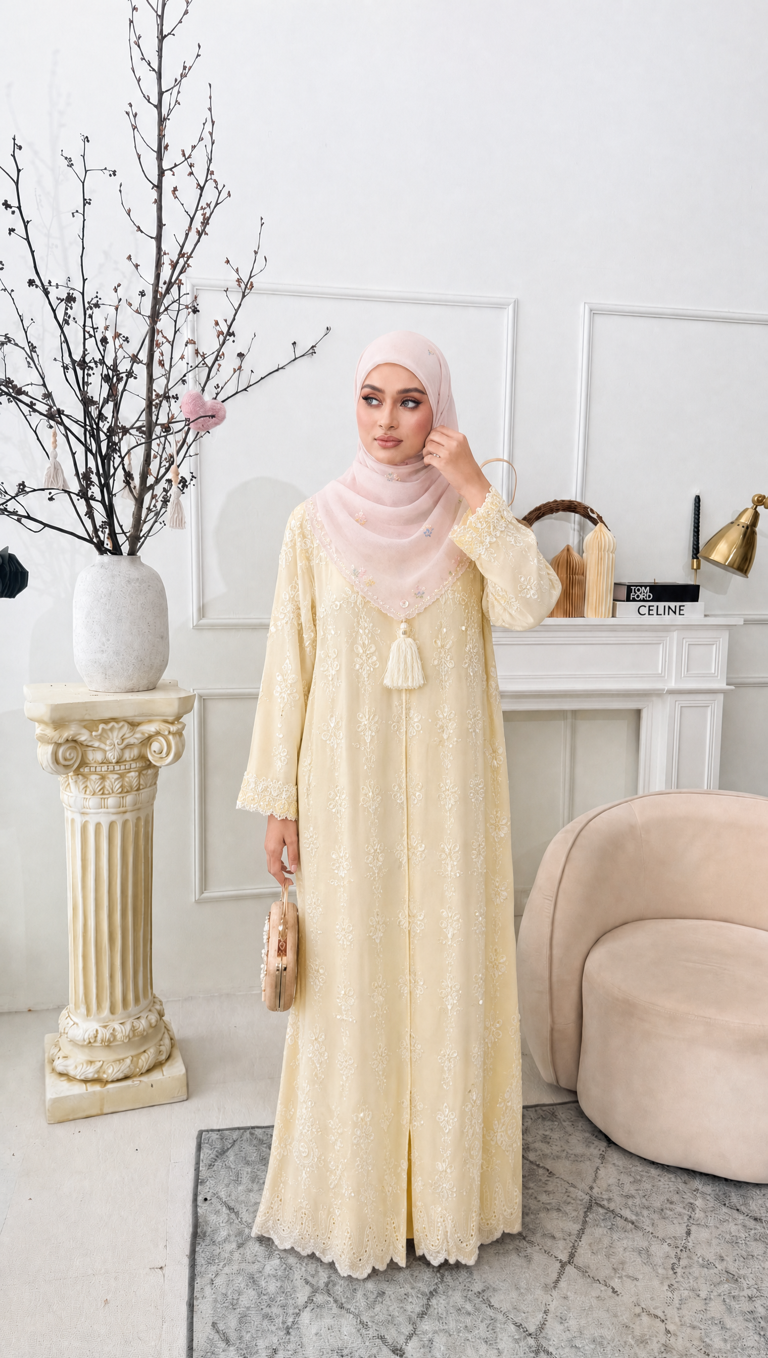 MINAZ JALABIYA | ABRAR PLAIN JALABIYA - YELLOW